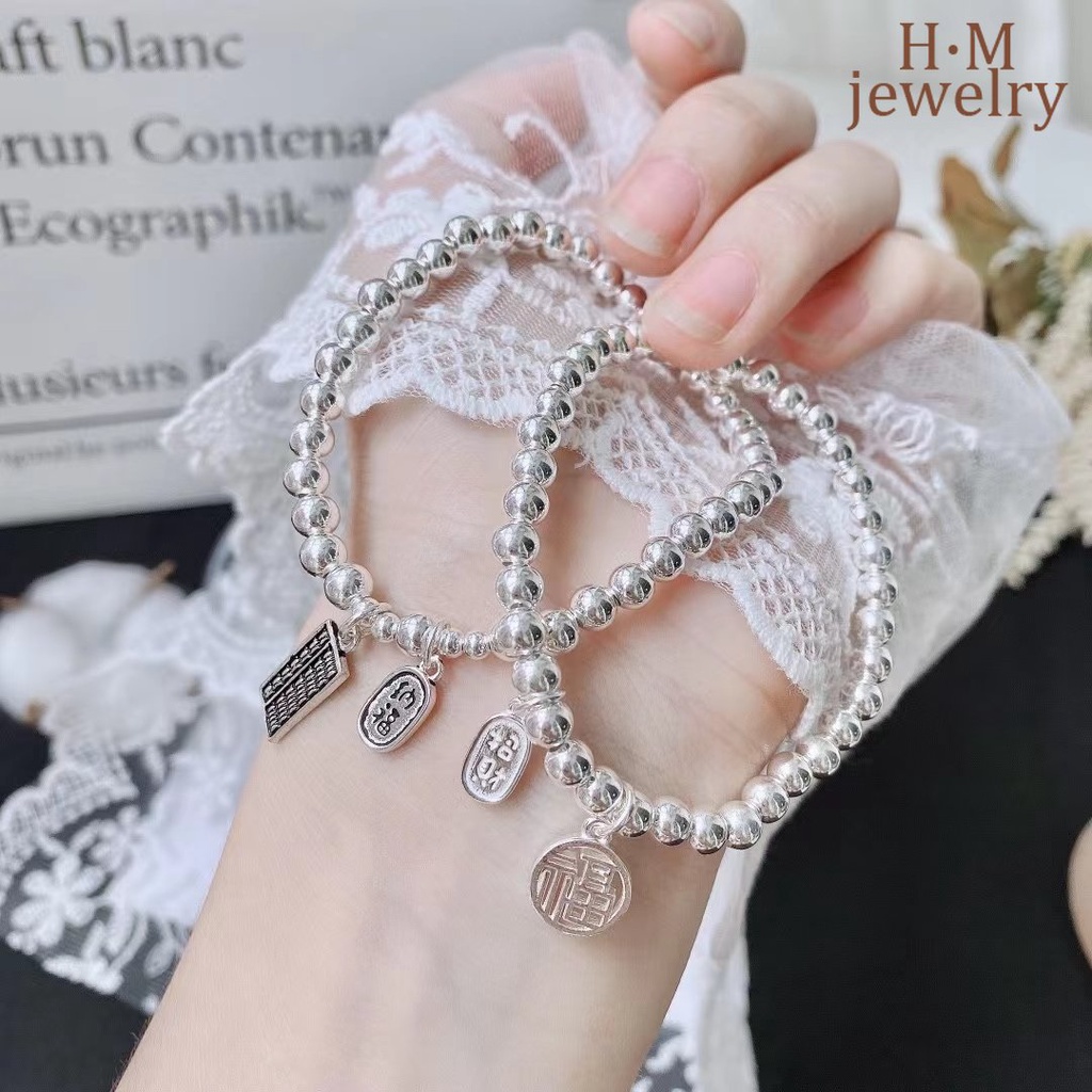 Gelang Keberuntungan Manikmanik Bulat Gaya Vintage Untuk Priawanita