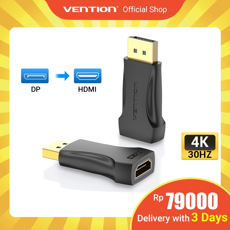 Vention Adapter Konverter Display port Ke Hdmi 1080p 60hz Male Ke Female Untuk Hdtvlaptoppc