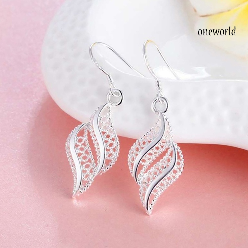 OW@ Elegant Women Hollow Geometric Shape Hook Earrings Party Club Jewelry Charm