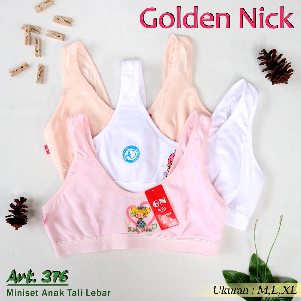 3 Pcs Miniset Golden Nick 376 - Miniset Anak Perempuan - Kait Belakang