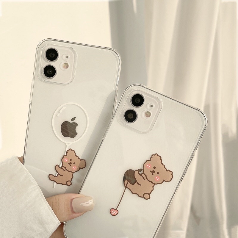 Cute Transparan Baloon Bear Softcase Polos Bening iphone 7/8+ XS XS Max XR 11 Pro Max 12 Pro Max