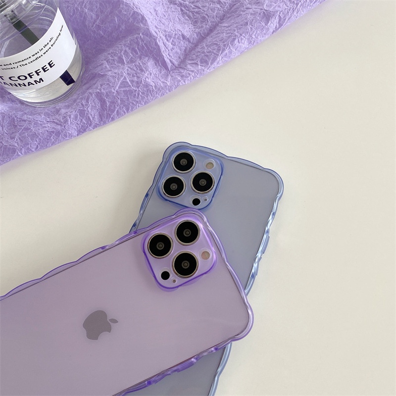 Case Pelindung Bahan TPU Transparan Bentuk Gelombang Untuk Iphone 7 8 PLUS X XR XS 11 12 13 Mini PRO MAX SE 2020