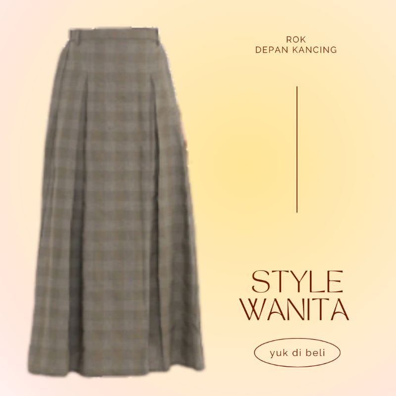 Maxi Skirt Flanel - Rok Wanita Tartan Motif Kotak Kotak Panjang Style Korean Bawahan Muslimah Hijab 