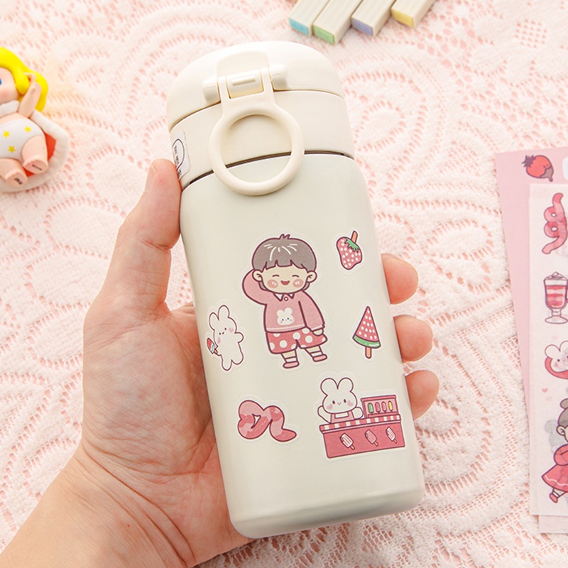 4 Lembar Stiker Motif Kartun Bahan PVC Anti Air Untuk Dekorasi Handbook DIY