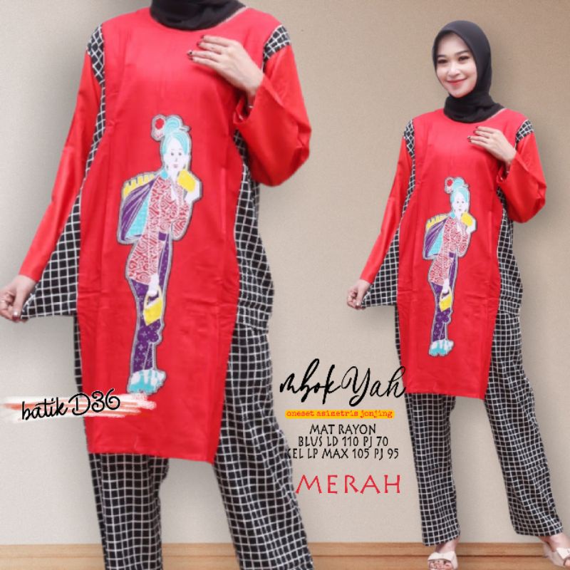 Oneset rayon panjang baju santai wanita muslim kekinian adem keren kece cantik lucu motif karakter ibu ibu besar jumbo mbok terbaru viscose katun murah baju tidur