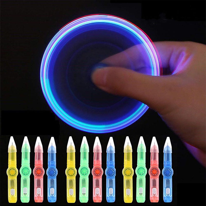 (LUCKID) 2in1 EDC Fidget Hand Spinner Bentuk PEN Dengan Lampu LED Untuk Autisme