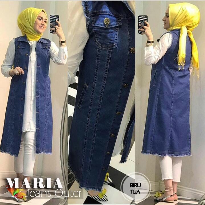 ROMPI MARIA FASHION PAKAIAN WANITA CARDI OUTER JEANS WASHED JCHM