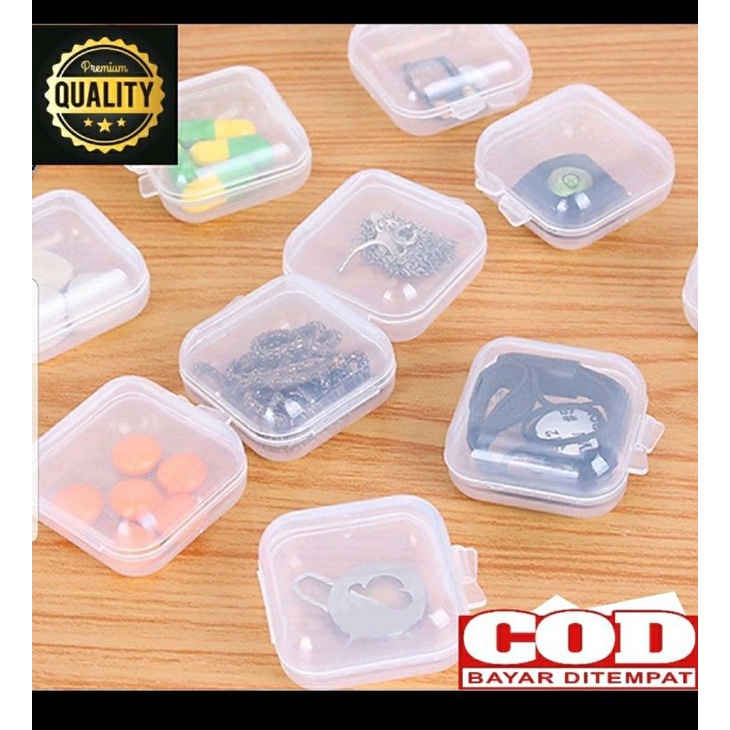 KOTAK MINI TRANSPARAN TEMPAT OBAT / TEMPAT ANTING N CINCIN / TEMPAT MEMORI CARD -BC