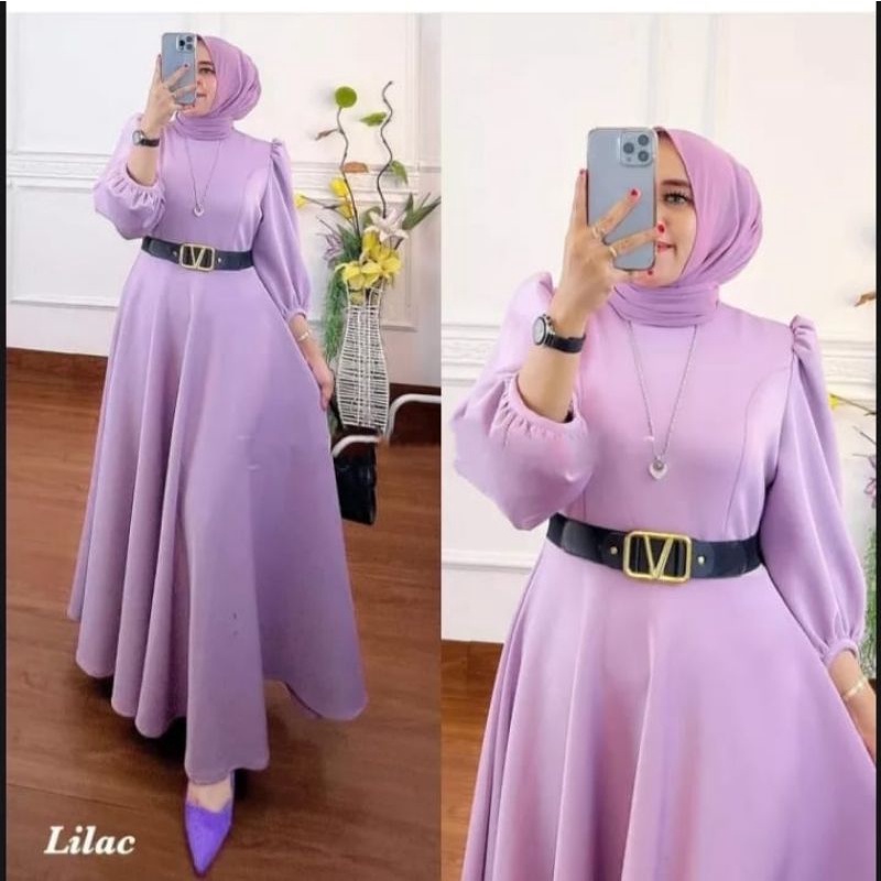 Dress Princess Scuba Wanita Terbaru/ Maxi Dress Wanita Kekinian Free Belt / Gamis Wanita Terbaru 2022/ Dress Cantik Ellegant