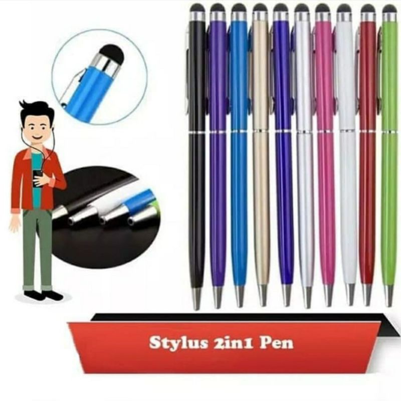 STYLUS PEN 2IN1 UNIVERSAL MURAH / STYLUS PEN ANDROID 2IN1 DESAIN ANDROID, TABLET, IPAD