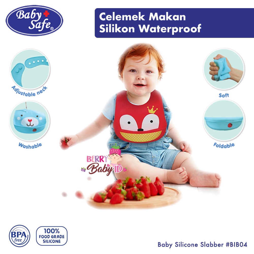 Baby Safe Silicone Bib Slabber Celemek Makan Bayi Silikon BIB04 BBS070 Berry Mart