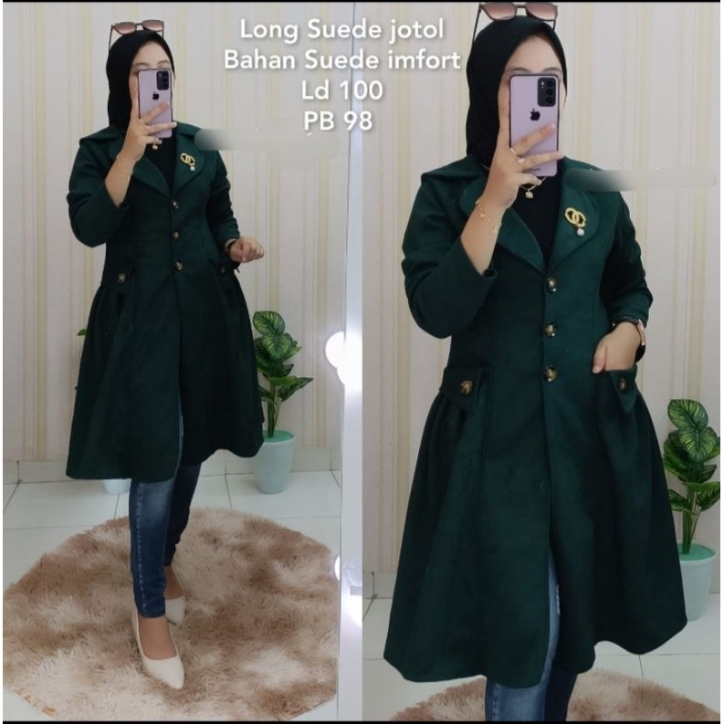 long outer blazer Suede import