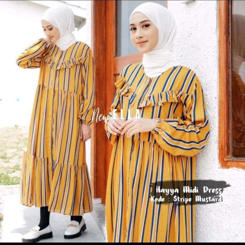 Hayya midi dress||dress kekinian||dress remaja