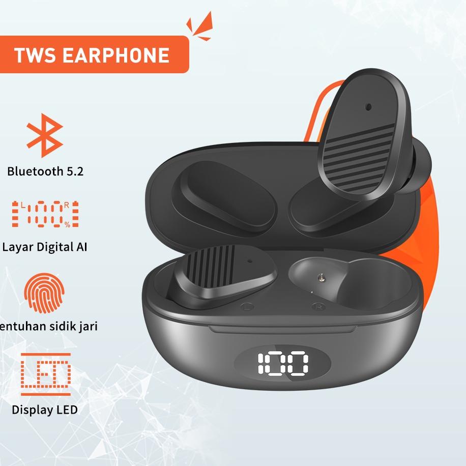 Super Deals TACOO Mini T2 TWS Bluetooth Earphone Digital Display Headphones Earphone Gaming  HIFI Stereo Sound Earbuds Black