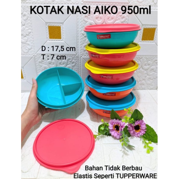 Kotak Nasi Aiko Sekat 3 Isi 6 Pcs