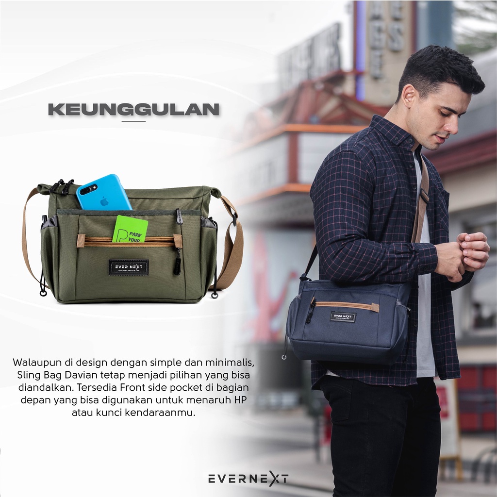 Tas Selempang DAVIAN Sling bag Messenger Tas Bahu Pria Laki laki Premium Kerja Kuliah Kantor Kampus Jalan