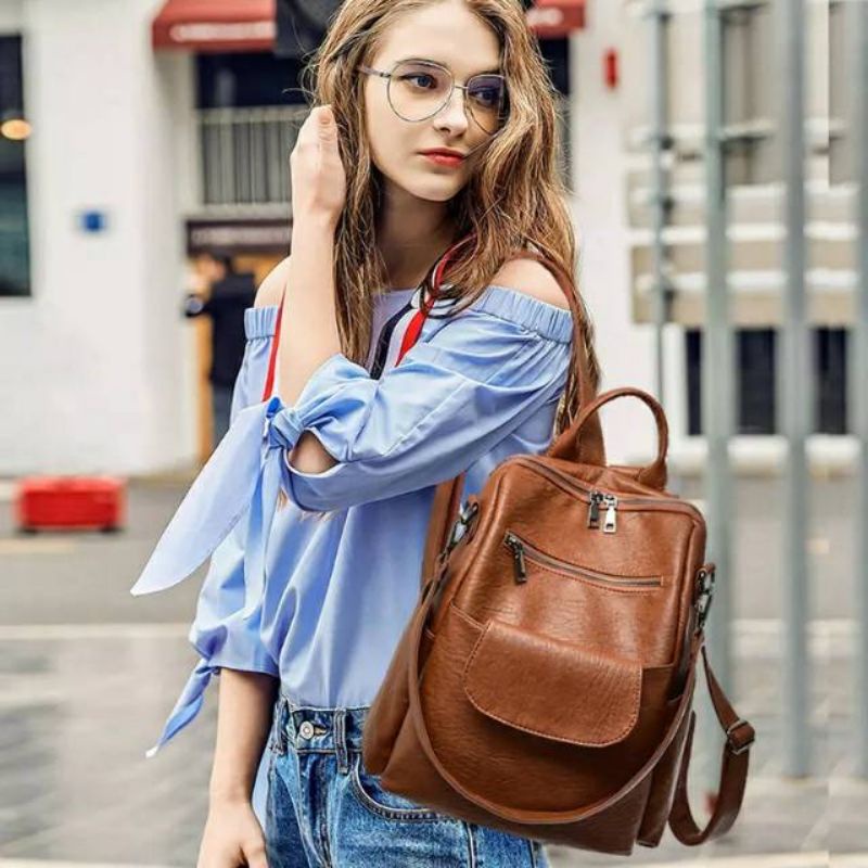 Tas Wanita kulit sintetis Backpack laptop kulit sintetis Backpack laptop kuliah umum