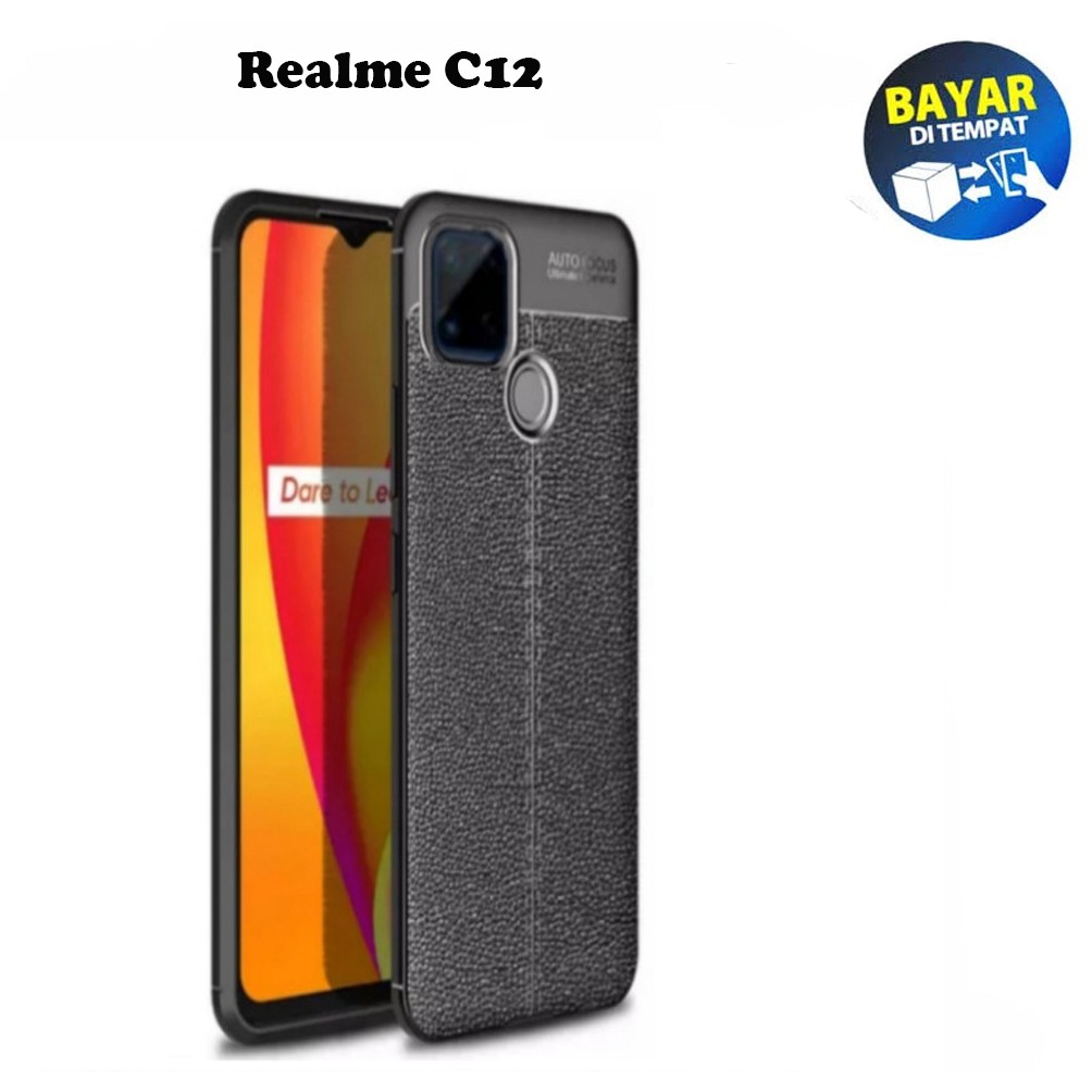 Case Auto Focus Realme C12 Leather Experience SoftCase Slim Ultimate / Casing Kulit