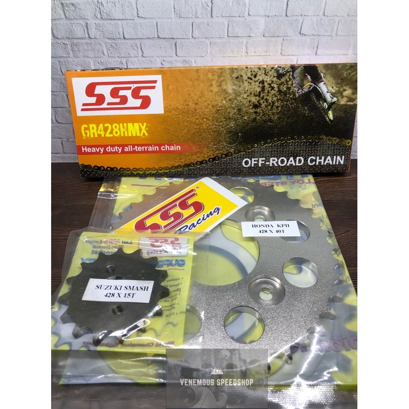 Gearset SSS 428 Rantai SSS HMX Supra125 Karisma Blade Revo Fitnew
