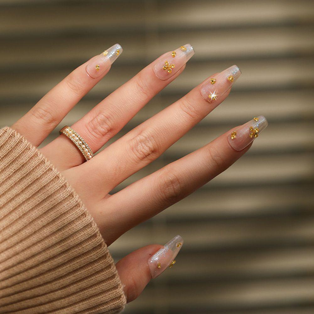 AUGUSTINA Agustina Kuku Berlian Imitasi Kristal Mengkilap Kuku Kecantikan Kuku Salon Nail Art Charms Menunjuk Bawah Manicuring Jewelry