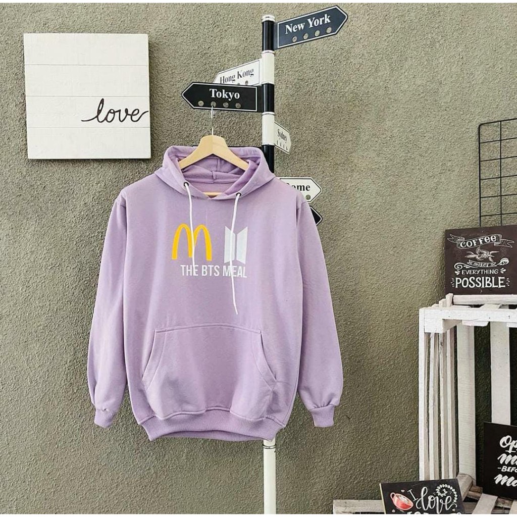 Hoodie Sweater Oblong Lilac Korean Style Bahan Flacee