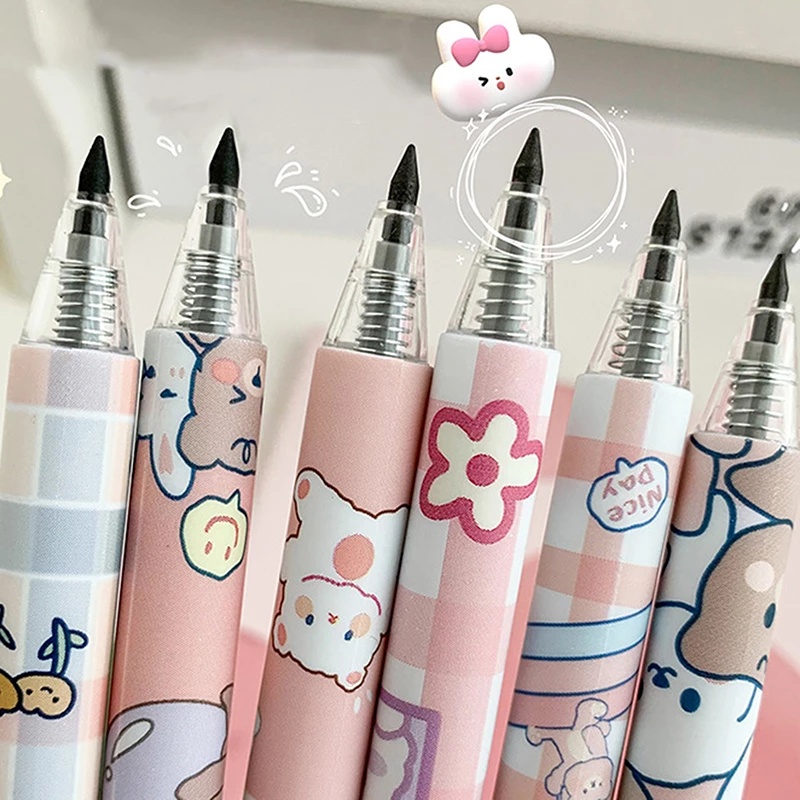 1pc Pensil Mekanik Otomatis Tanpa Tinta Motif Kartun Untuk Stationery Sekolah