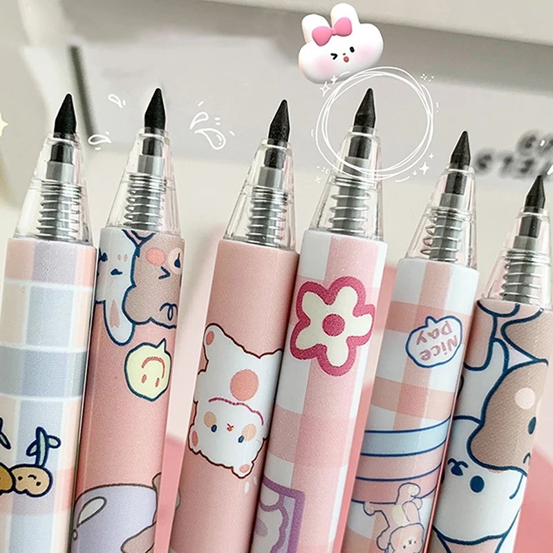 1pc Pensil Mekanik Otomatis Tanpa Tinta Motif Kartun Untuk Stationery Sekolah