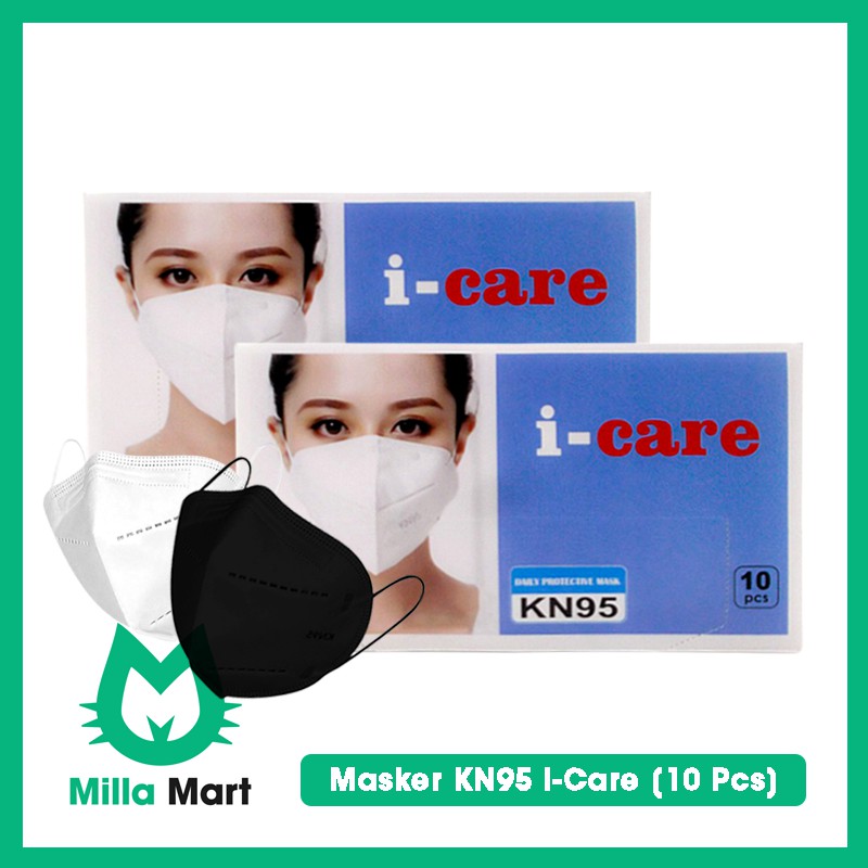Masker KN95 I-Care HITAM - PUTIH - HIJAB Face Mask Masker KN95 Disposable Face Mask Termurah