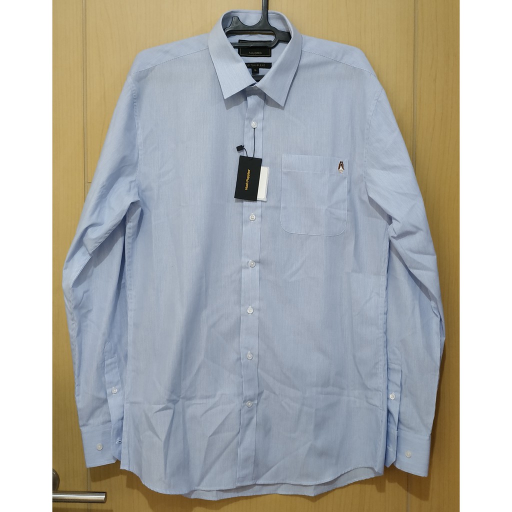 Kemeja Formal Pria Lengan Panjang Hush Puppies Original Langden Biru Size 16