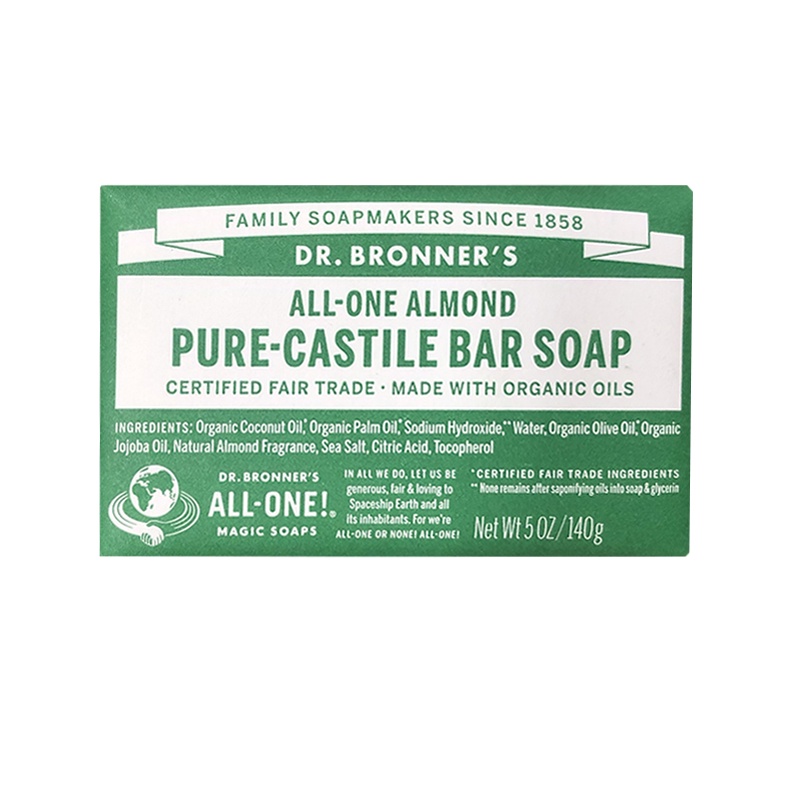 Dr Bronner's140gr All One Rose Almond Peppermint Unscented Lavender Pure Castile Bar Soap Sabun Batang Sabun Mandi Dr Bronners drbronners Dr Broner Bronner