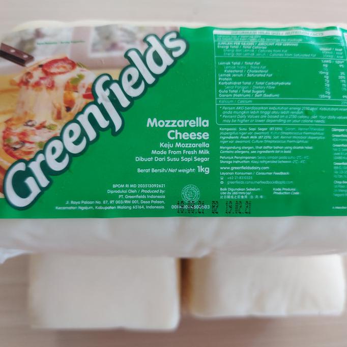 

keju mozzarella greenfields 1 kg. premium produk
