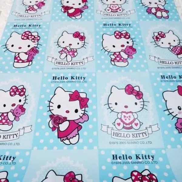 Wallpaper Sticker Dinding HELLO KITTY BIRU POLKADOT