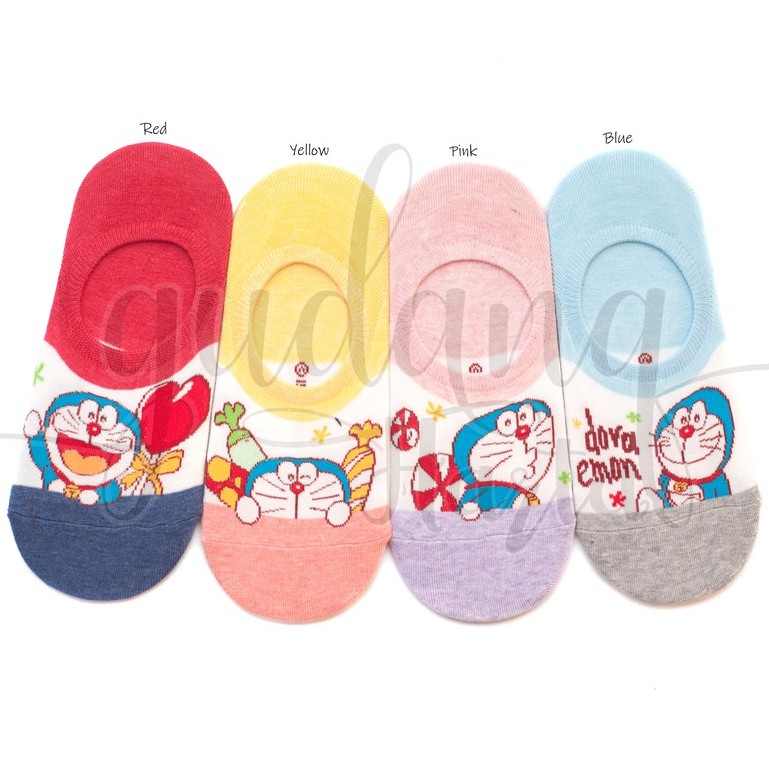 Kaos Kaki Korea Wanita Kucing Biru Red Blue Pink Yellow  Colorfull Hidden Socks GH 103306