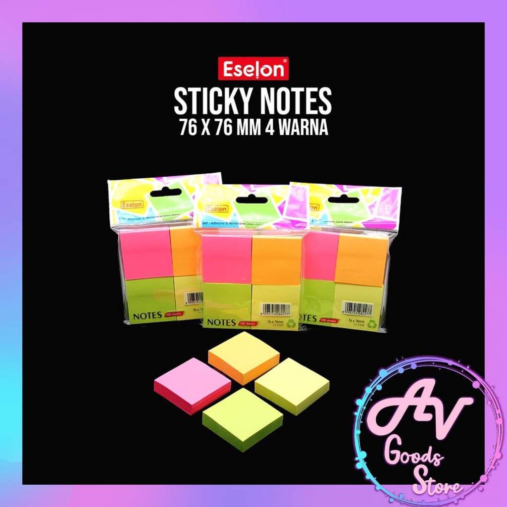 

stick note / sticky notes / kertas memo eselon 4 WARNA uk 76x76mm