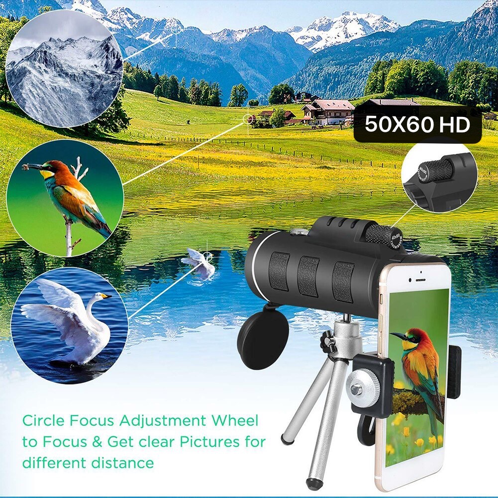 SOHA LNZ-003 Teropong 50x60 HD Monocular Teleskop HP Lensa optik Zoom kamera handphone Universal