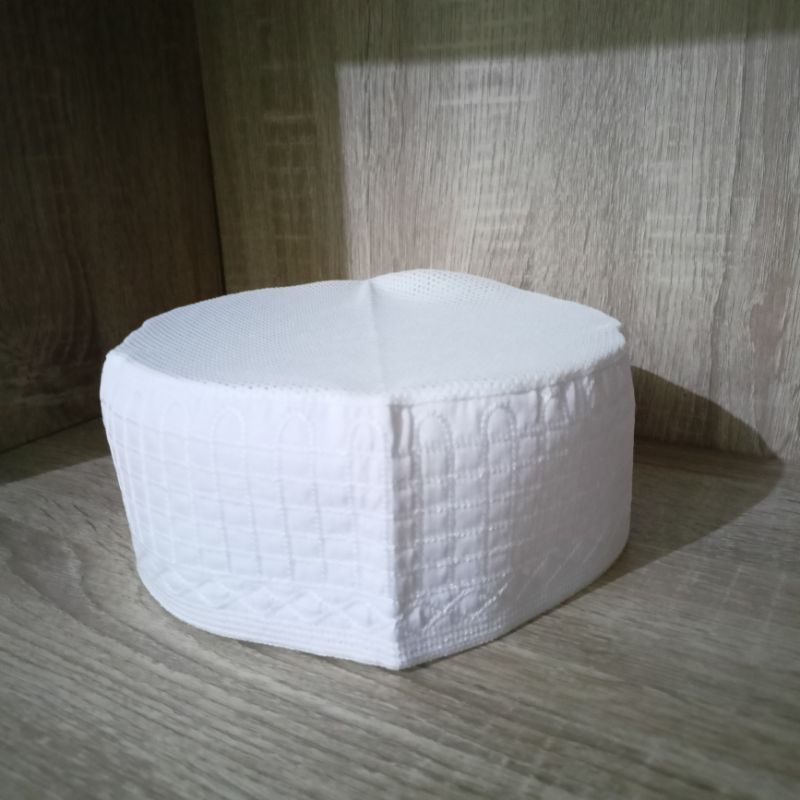 Peci Jaring Madinah Putih Tinggi 8 cm