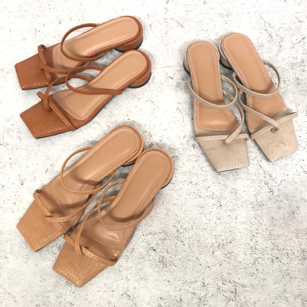 CORA CROCO SANDAL - sendal teplek slop slip jepit kulit heels tali hak santai wanita nyaman