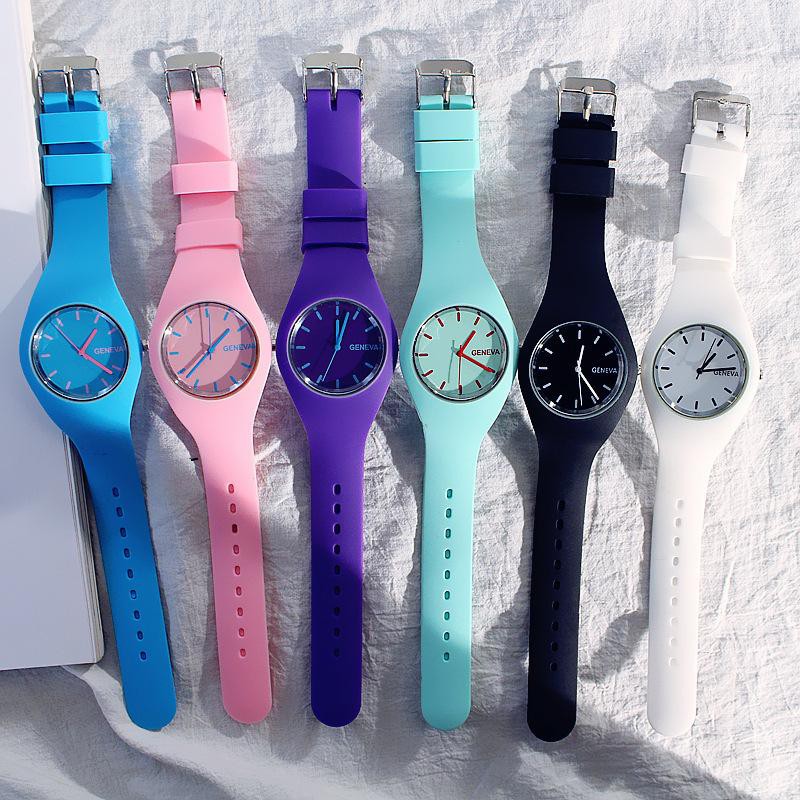 ☀INDOLAND☀ JT014 Jam Tangan Geneva Quartz Strap Jelly Rubber Karet Fashion Wanita Pria Import Batam