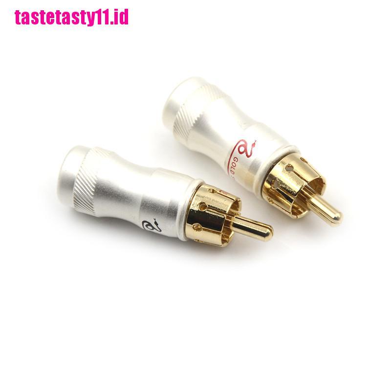 【TTID】4pcs Goldplated RCA Male Plug HIFI Audio Cable Audio Video Connector Adap