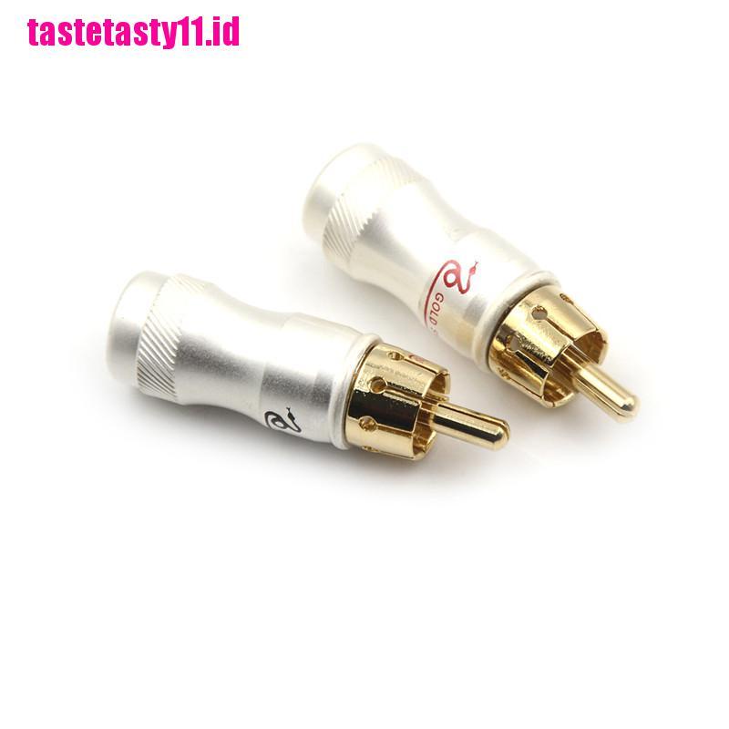 【TTID】4pcs Goldplated RCA Male Plug HIFI Audio Cable Audio Video Connector Adap