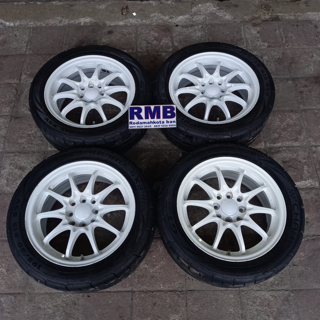 velg mobil bekas agya ring 15x7 pcd 4x100x114 et35 + ban 195 50 15 sx2