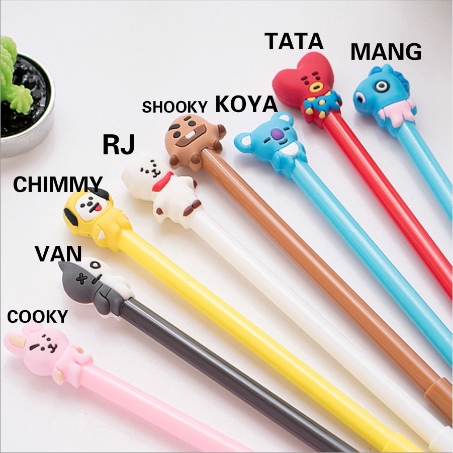 Ready Stock KPOP   Cute Black Ink Gel Pen Kawaii Cartoon Ballpoint School Stationery