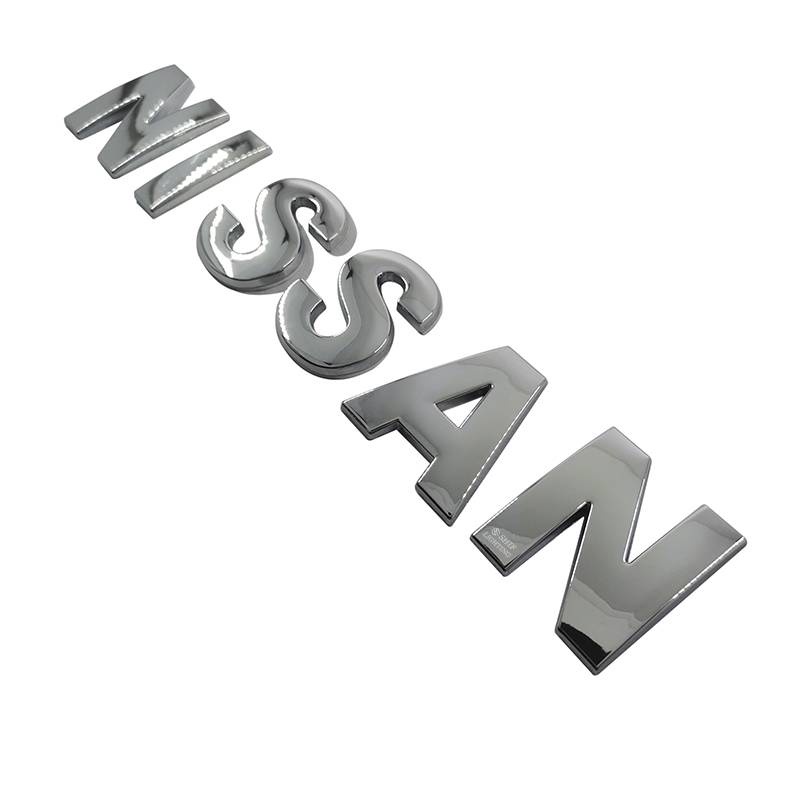 NISSAN Hood Emblem DIY Letter 45mm Chrome/Black Car Decals Stickers