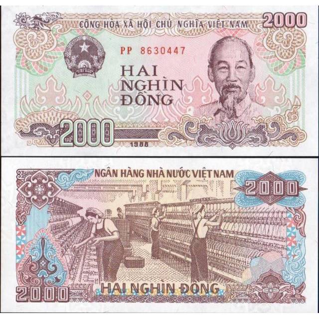 Uang Kuno Luar Atau Asing 2000 Dong Vietnam Tahun 1988 #Baru