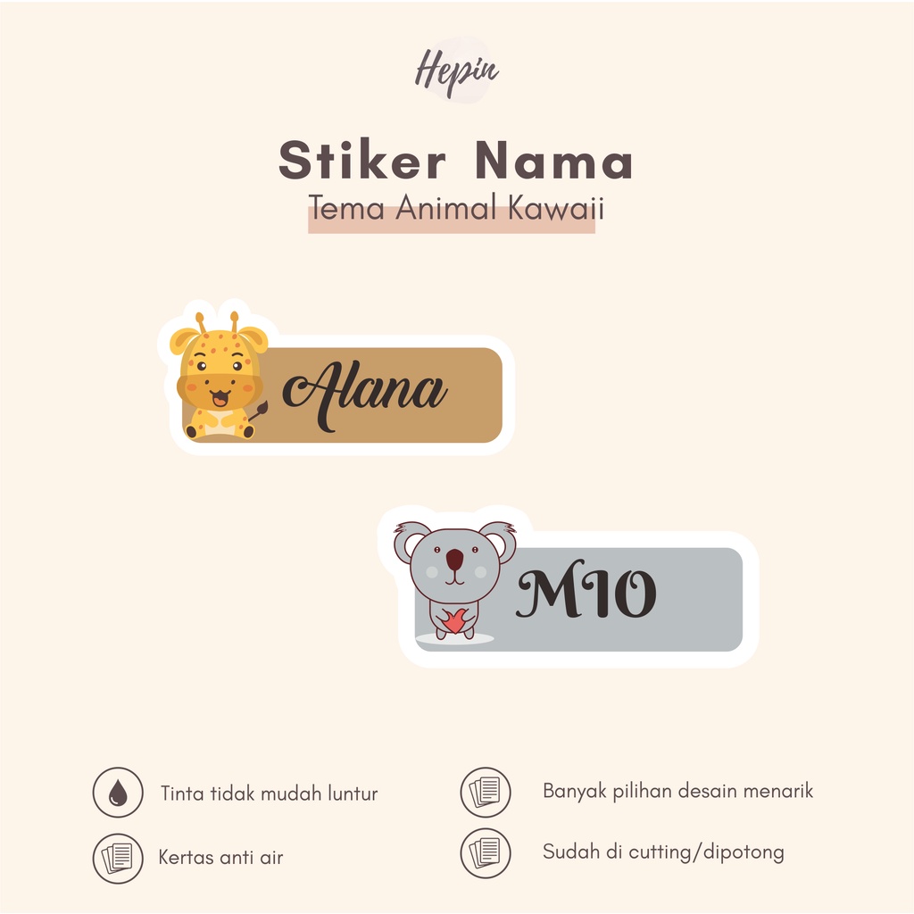 

(90 - 120 pcs)Cetak stiker nama murah ANIMAL KAWAII-cute/tanpa miniaml order cetak stiker nama murah
