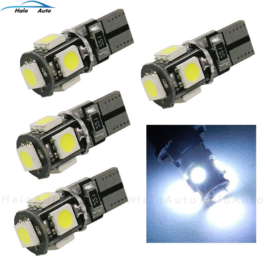 1 pc Lampu LED T10 Canbus 5SMD 5050 194 W5W 501 Warna Putih Untuk Lampu Belakang Mobil