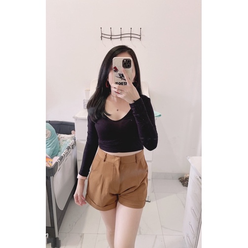 Croptop lowback lengan panjang wanita | atasan low back long sleeve blouse | lengan panjang atasan wanita | croptop korean fashion wanita | aquarius boutique 89