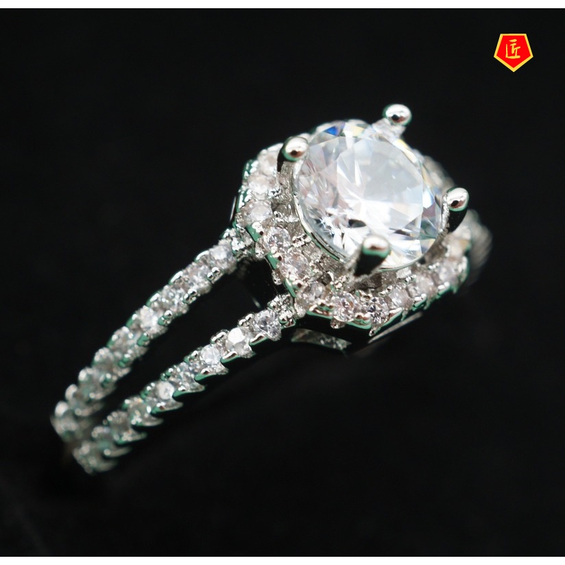 [Ready Stock]Luxury High-End Micro Inlaid with Diamond Silver Ring