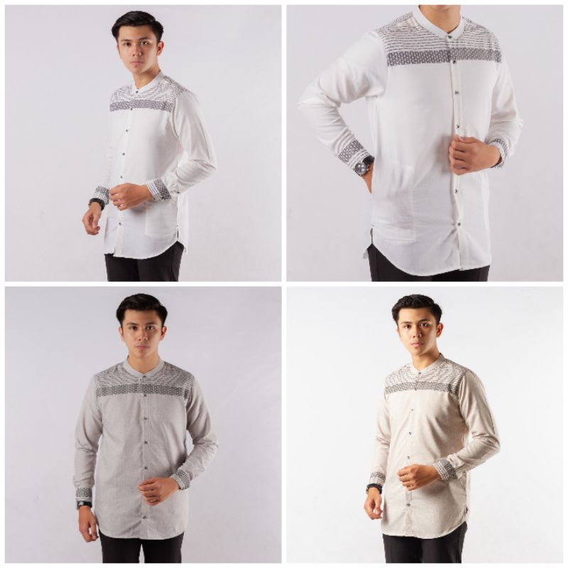 Koko Kurta Pria Muslim Lgn Pjg & Lgn Pdk Motif List Songket (Two One Muda) Original