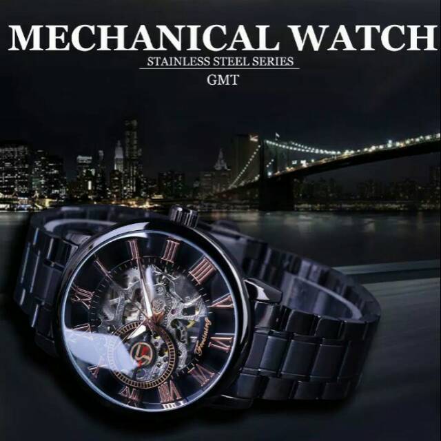 COD√ Jam Tangan Mekanik Outomatic Transparan FORSINING elegan Bisnis